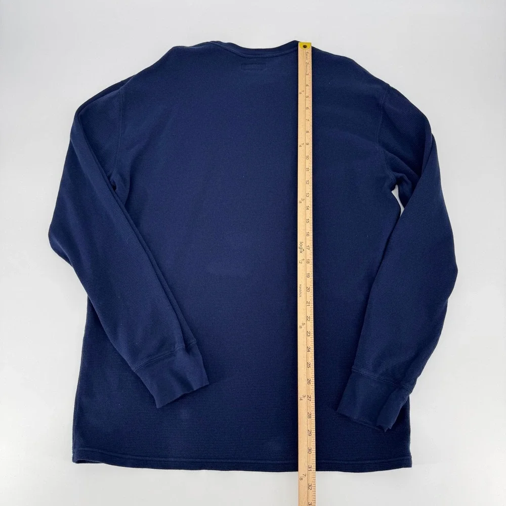 Polo Ralph Lauren Mens 2XL Navy Blue Waffle Knit Long Sleeve Thermal Shirt Pony